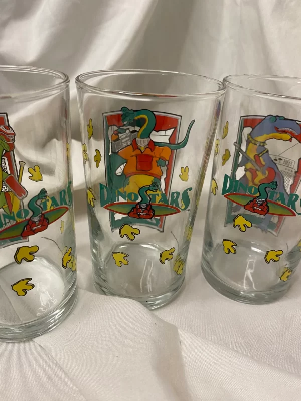 dinosaur drinking glasses close of back