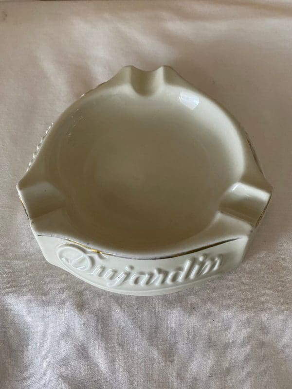 Vintage Dujardin ashtray white cream top view