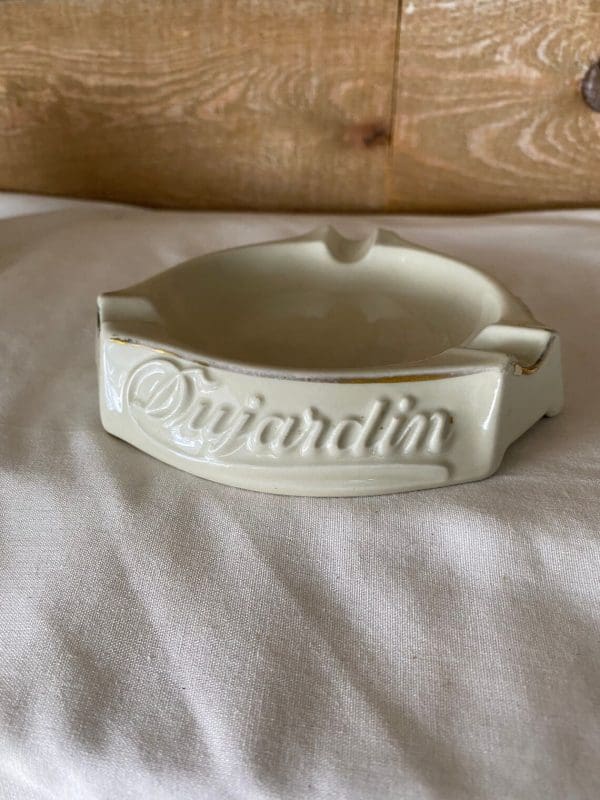 Vintage Dujardin ashtray white cream front view