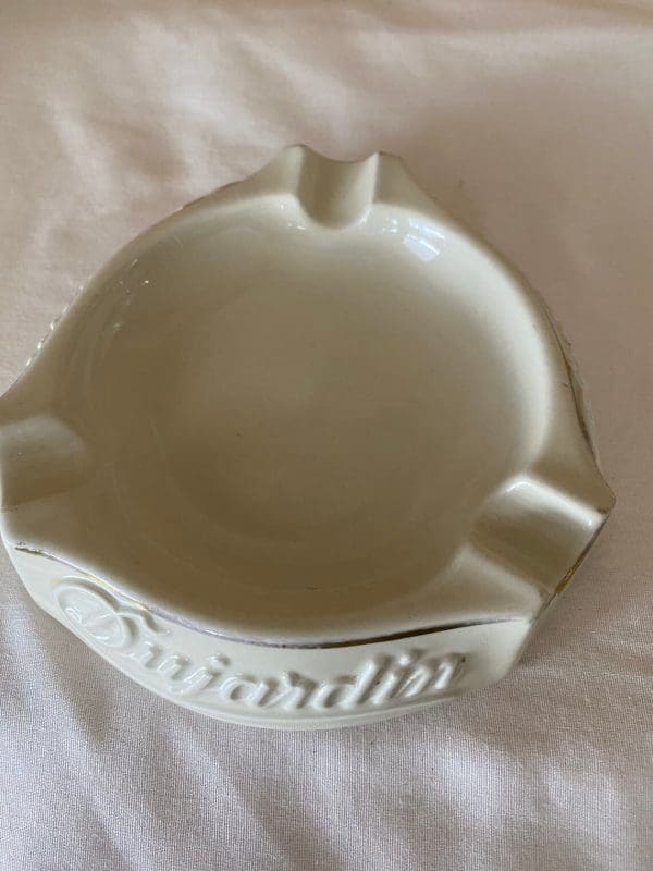 Vintage Dujardin ashtray white cream top view looking down