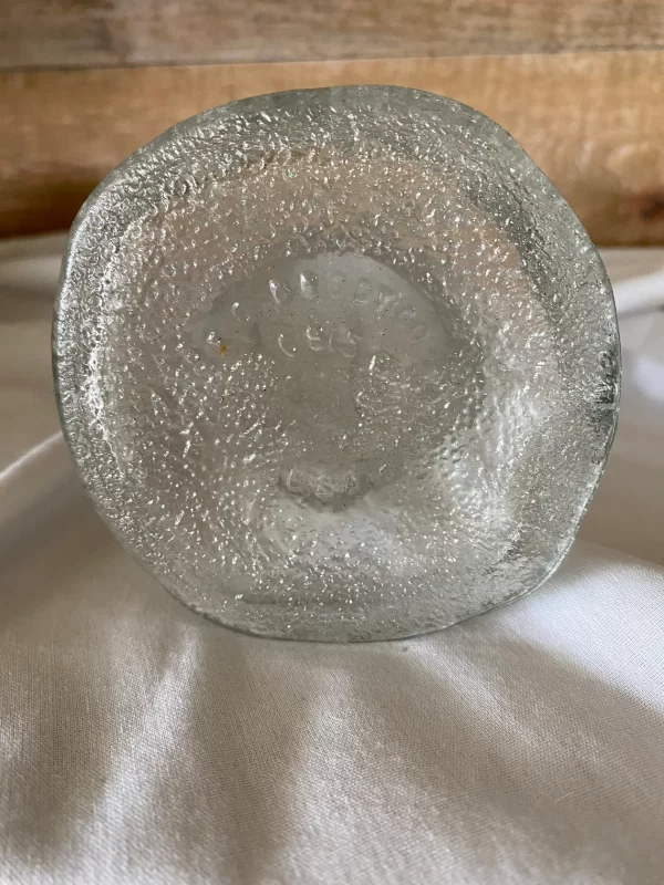 clear crackle glass vase bottom signed