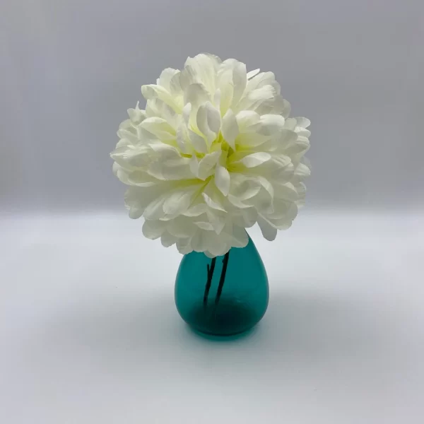 vintage emerald green glass vase white flower