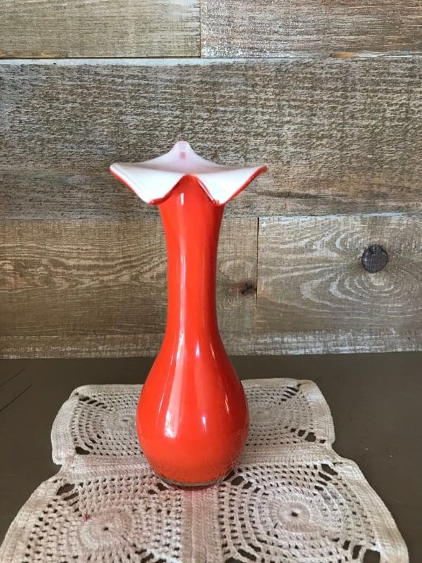 orange glass vase vintage front