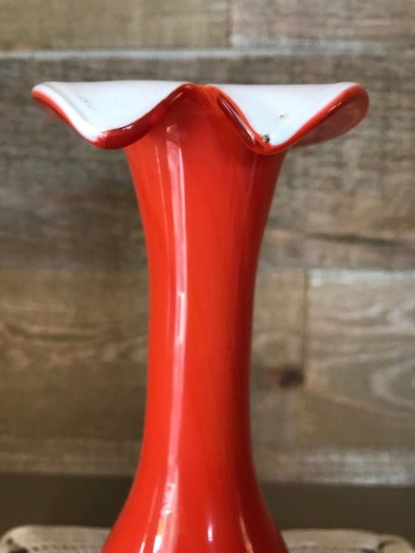 orange glass vase vintage close top