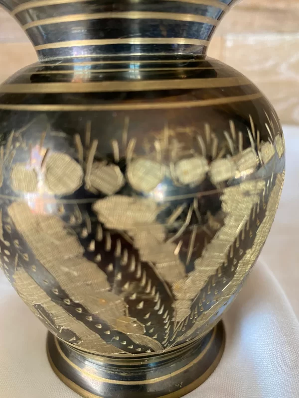 etched brass vase from India gold etch