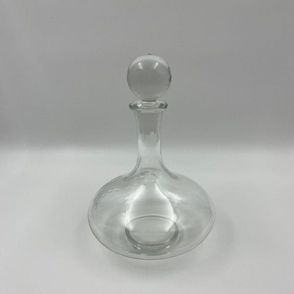 decanter with etched ship backside