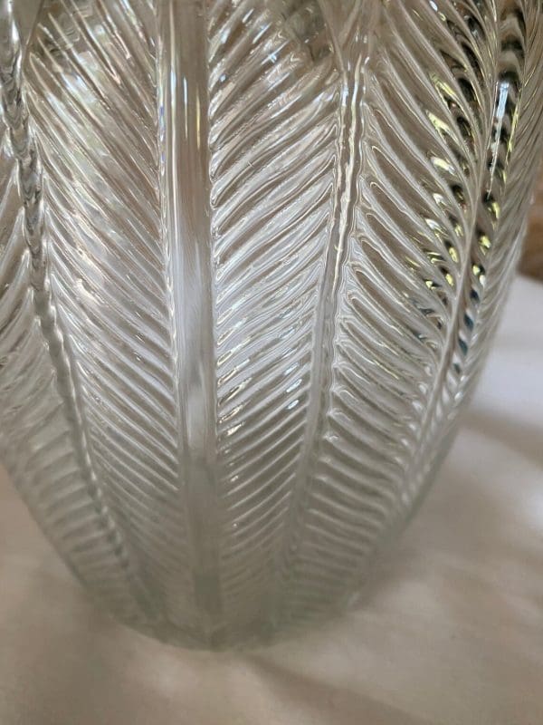 vintage clear glass vases close texture feather