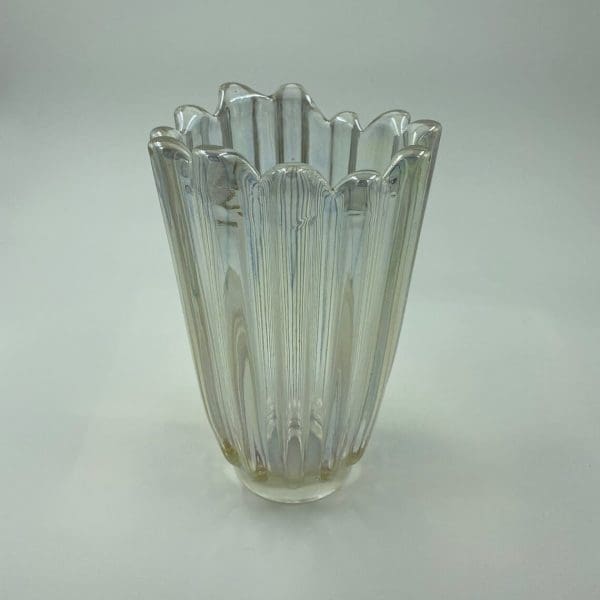 iridescent glass vase top front