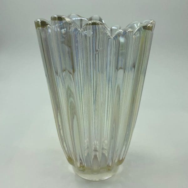 iridescent glass vase side