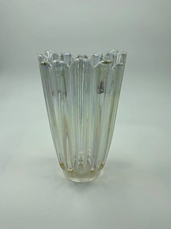 iridescent glass vase standing