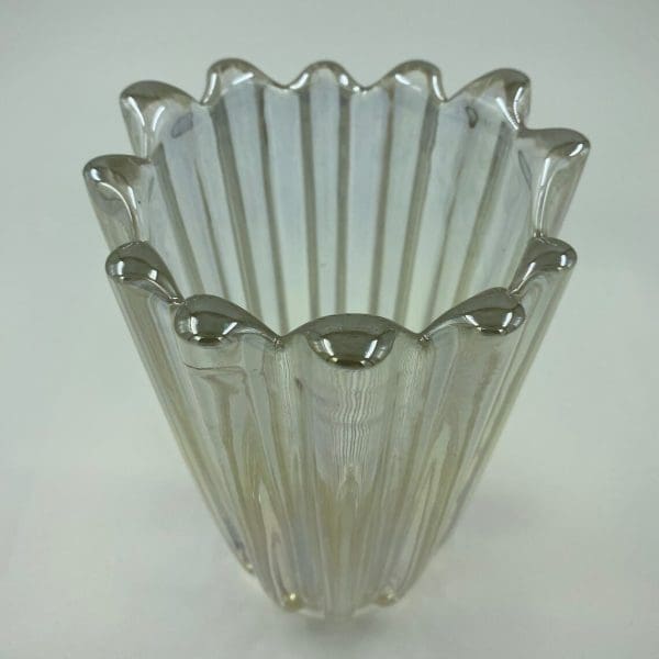 iridescent glass vase thick glass pressed