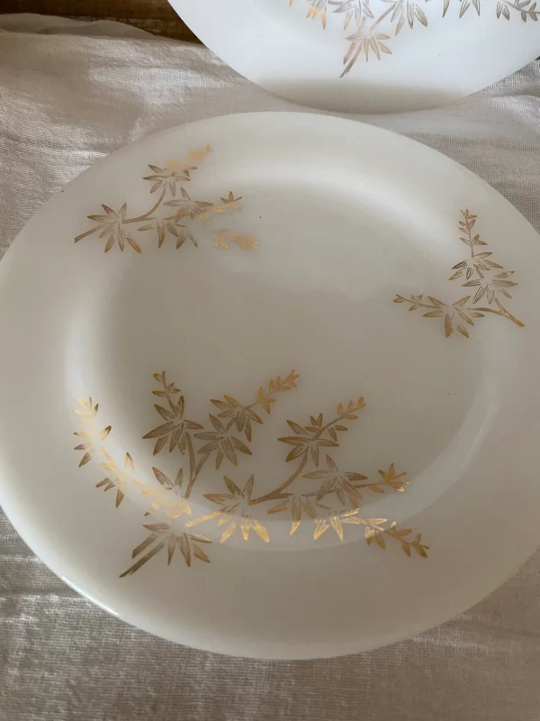 milk glass plates Federal Golden Glory set of ten side plates