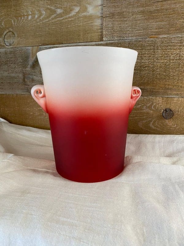 red glass vase vintage back