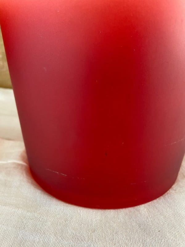 red glass vase vintage scuff