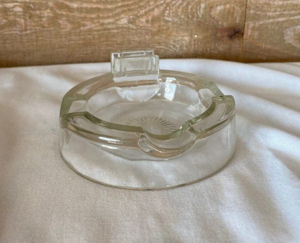 Vintage ashtray match holder clear glass cigar ashtray