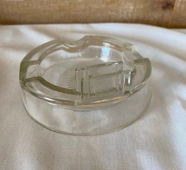 Vintage ashtray match holder clear glass cigar ashtray match holder