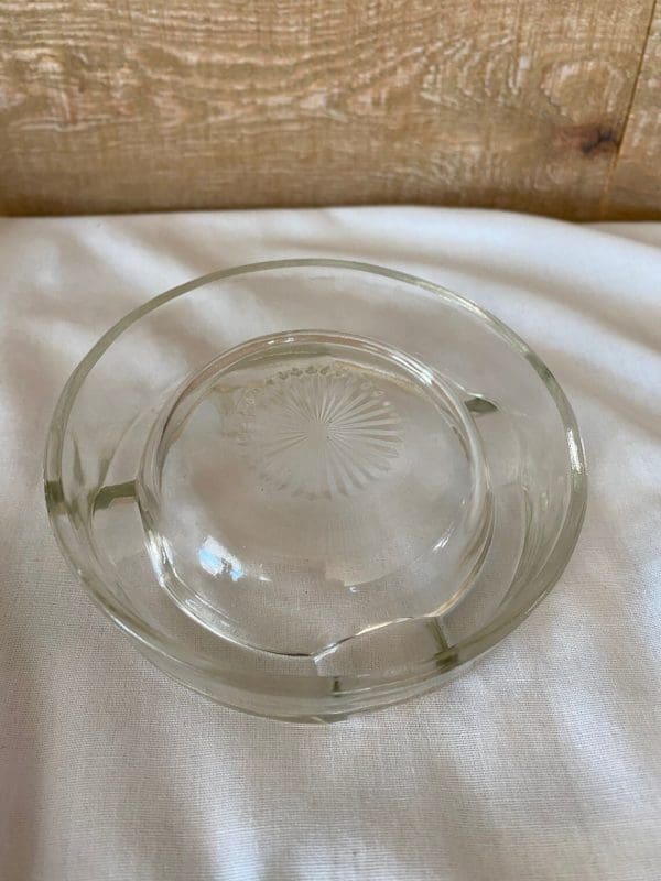 Vintage ashtray match holder clear glass cigar ashtray bottom