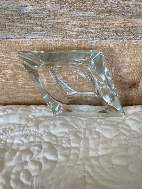 diamond shaped glass ashtray side view