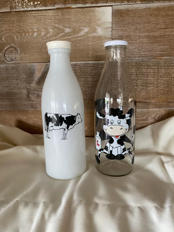 decorative milk bottles cow design