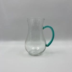 vintage glass water pitcher green handle