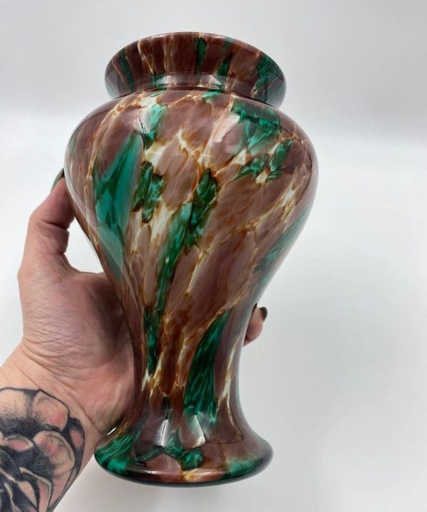 multicolor glass vase hand comparison