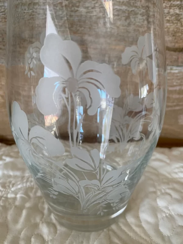 vintage frosted glass vase close