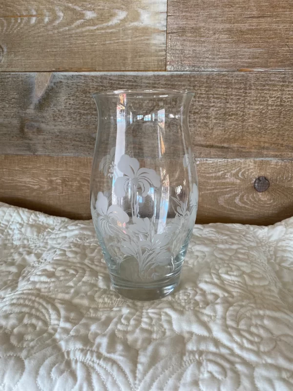 vintage frosted glass vase