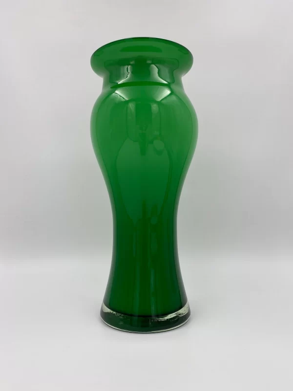 vintage tall green glass vase upward