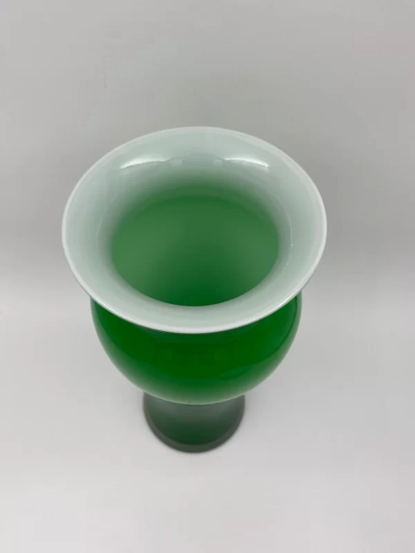 vintage tall green glass vase inner