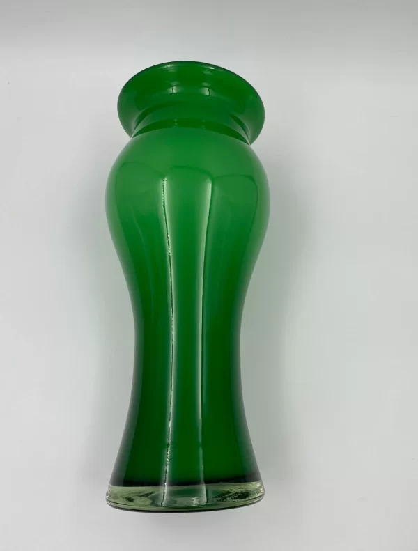 vintage tall green glass vase laying