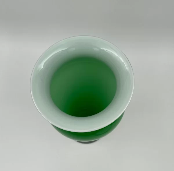 vintage tall green glass vase rim