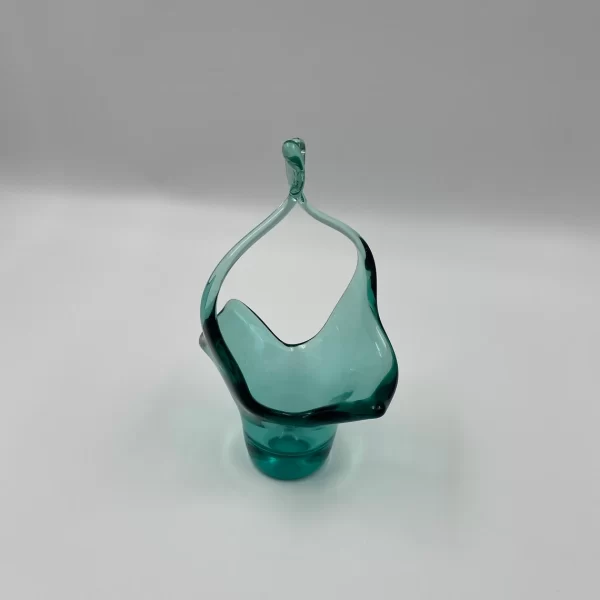 vintage green glass basket back