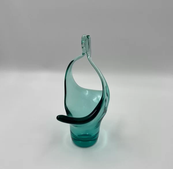 vintage green glass basket side