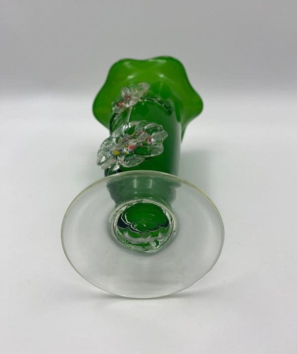 green glass vases vintage bottom