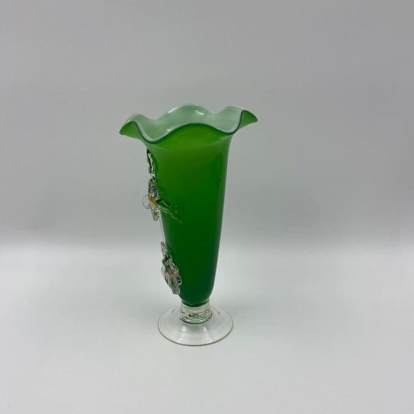 green glass vases vintage side