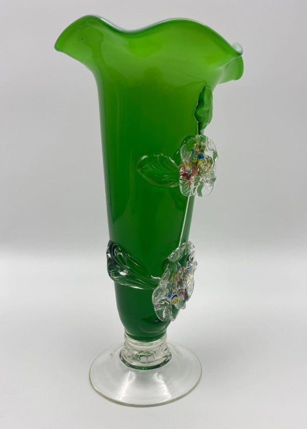 green glass vases vintage close