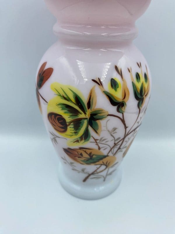 white glass vase vintage flower design