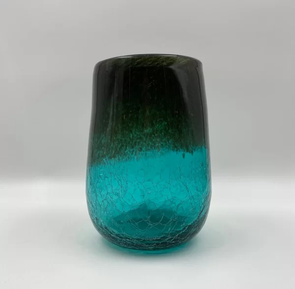 green crackle glass vase