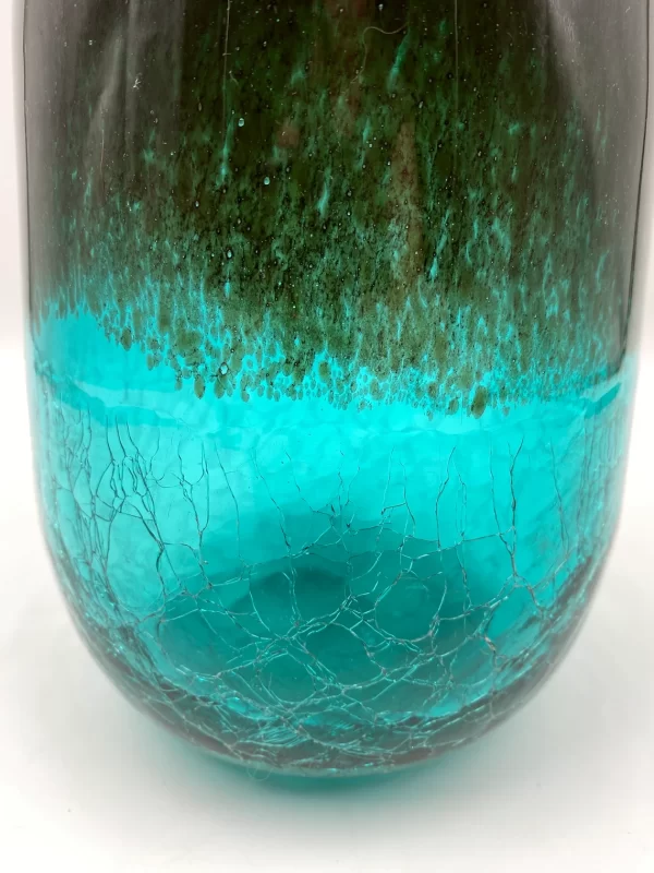 green crackle glass vase crackle base