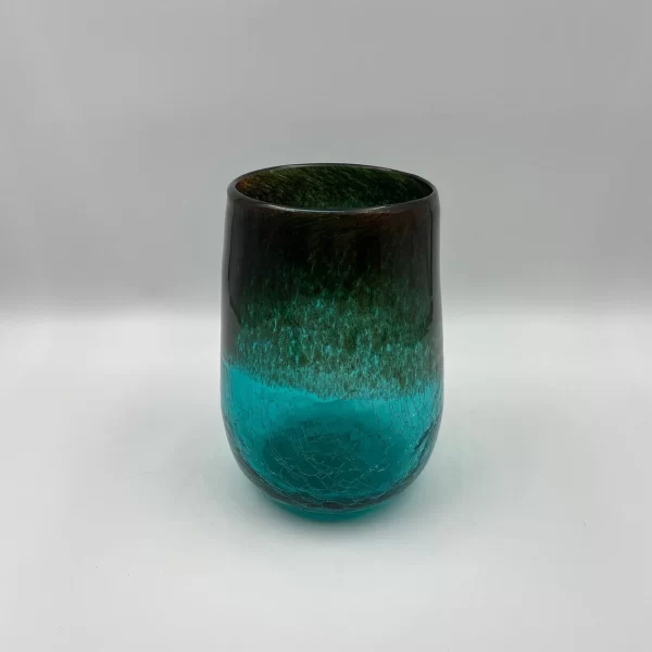 green crackle glass vase large