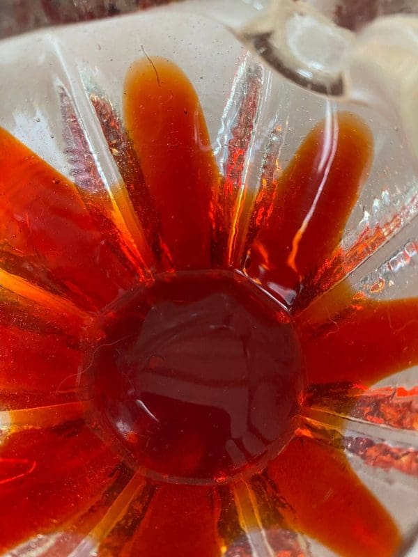 Red glass ashtray vintage art glass bottom 2