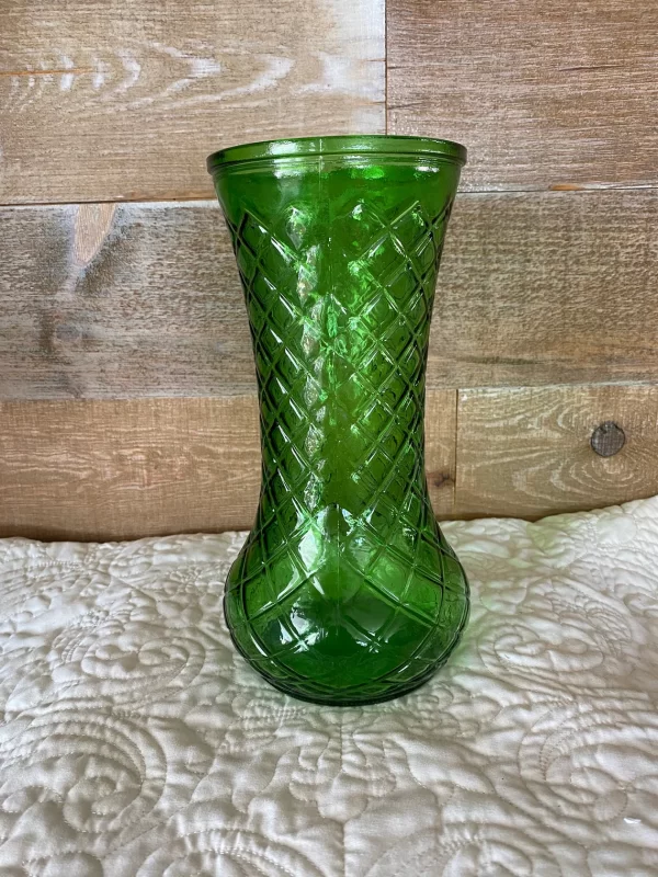 green hoosier glass vase front