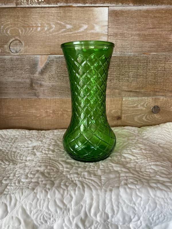 green hoosier glass vase display