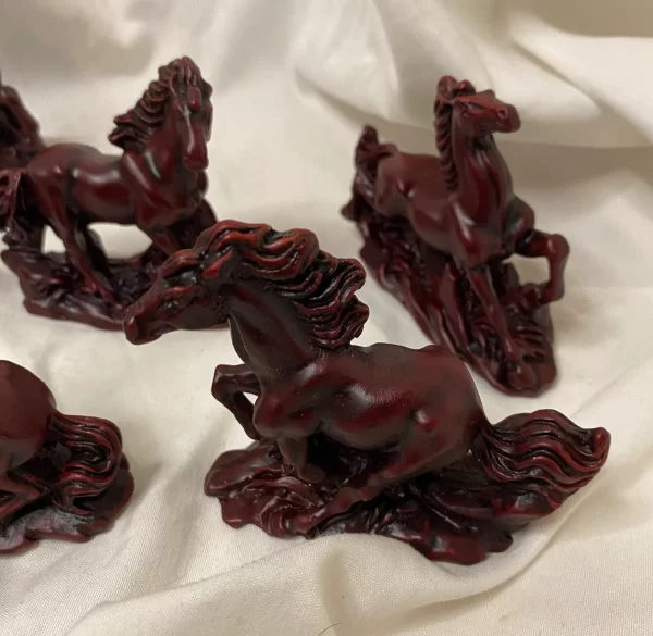 vintage horse figurines red resin