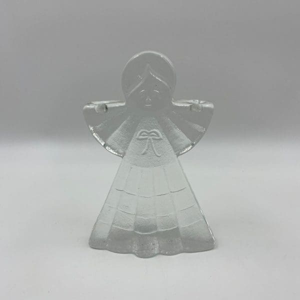 glass angel candle holder front