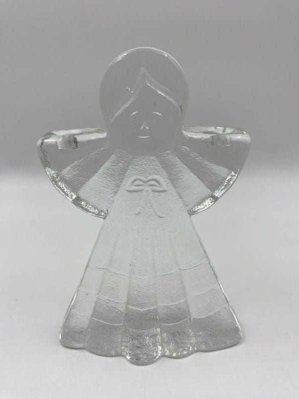 glass angel candle holder front side angle