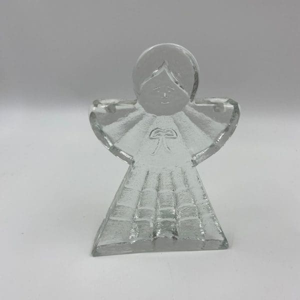 glass angel candle holder back