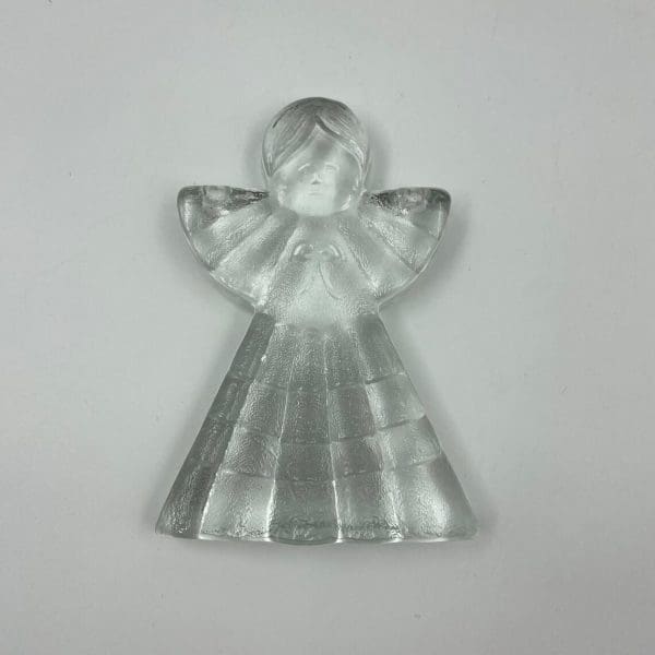 glass angel candle holder laying flat