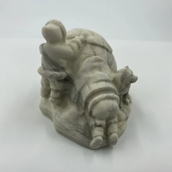 carved soapstone figurines Eskimos with igloo and dog