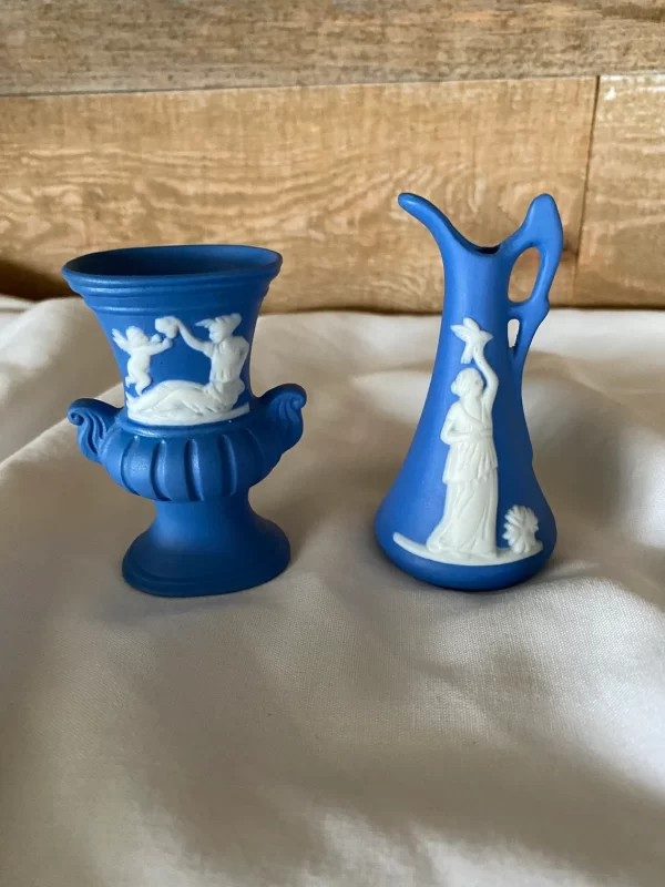 blue jasperware vase mini close